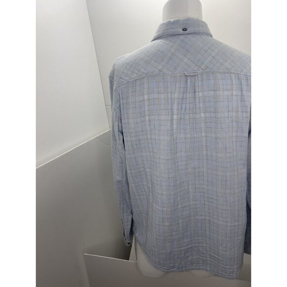 Carbon 2 Cobalt Men Flannel Shirt Gray Blue Plaid Button Up Long Sleeve Large L - Picture 4 of 6